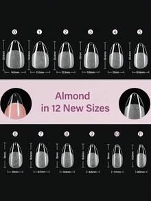72 piezas de puntas de uñas postizas de gel suave acrílico medio mate transparente, forma de almendra corta, 12 tamaños, suministros de salón de arte de uñas de gel suave para extensión de uñas y DIY, duraderas y de larga duración - transparente - Ver 6