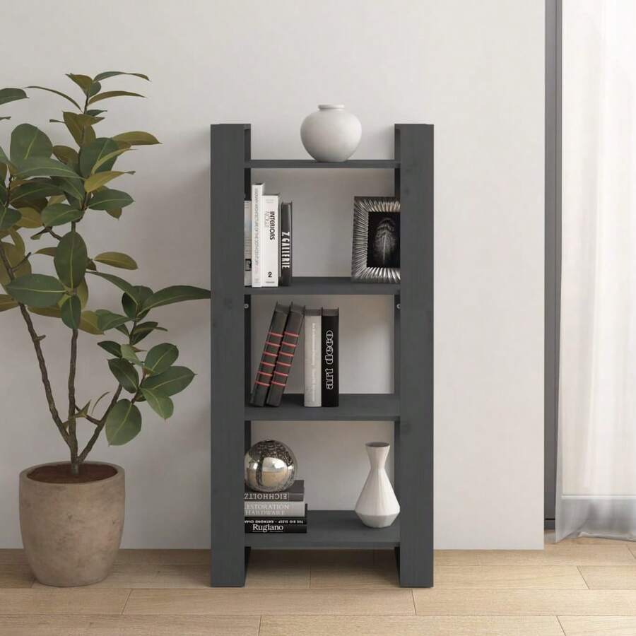 Bibliothèque/Séparateur de pièce Gris 60x35x125 cm Bois massif - Gris - Voir 1