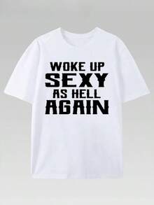 Camiseta PAYEAH Desperté S*Xy Como El Infierno de Nuevo (Una Pieza) 100% Algodón 220g Camiseta de Algodón Pesado - Blanco - Ver 1