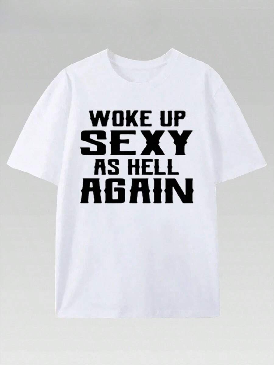 Camiseta PAYEAH Desperté S*Xy Como El Infierno de Nuevo (Una Pieza) 100% Algodón 220g Camiseta de Algodón Pesado - Blanco - Ver 1