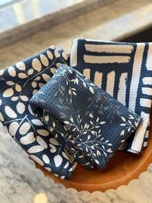 Desert Aqua || 3 Pack|| Kitchen Towels || Dish Towels || Tea Towels || Highly Absorbent || Hanging Loop || Dish Cloths || Modern || Designer Prints (Navy/Tan) - ColorM - Xem 8