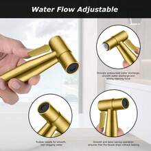 1pc Stainless Steel Non-Electric Anti-Explosion Toilet Companion Set, Including Shower Arm & Mist Separator, No Battery Included - Brushed Gold - View 2