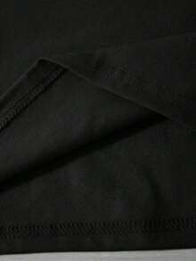 Camiseta Casual de Mujer de Punto con Cuello Redondo, Manga Corta, Hombros Caídos y Largo Regular - Negro - Ver 4