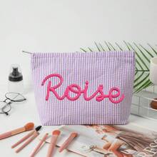 Túi mỹ phẩm vải voan bong bóng tùy chỉnh, túi du lịch, túi đựng đồ vệ sinh cá nhân tên chenille cá nhân hóa, túi đi biển mùa hè, túi đựng đồ trang điểm quà tặng cho bạn gái - Nhiều màu - Xem 25