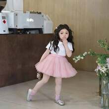 Váy lót lưới cho bé gái, váy Lolita không gọng, váy phồng lót, váy lót Lolita mềm mại cho bé gái. - Hồng - Xem 2