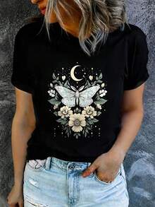 Women's Summer T-Shirt, Short-Sleeved And Printed, Modern And Casual, Machine Washable, Comfortable Fit. - Black_03 - View 7