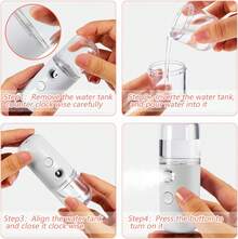 Nano Facial Mister Handy Nano Mist Sprayer 30ml Visual Water Tank Portable Face Steamer Mini USB Mister For Lash Extensions, Skin Care, Makeup(White, Light Pink, Blue, Pink) - White - View 6
