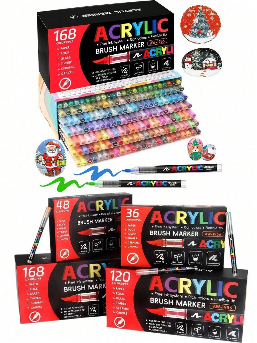 12/24/36pcs Liquid Acrylic Markers Suitable For Architecture Measurement, Marking, Painting And Highlighters, With Soft Nibs And Caps - Nibs Suitable For Calligraphy, Painting, Doodling On Paper, Canvas, Wood - Smooth Ink Flow For Artists, Hobbyists And Office Use - Portable Markers (Random Colors)