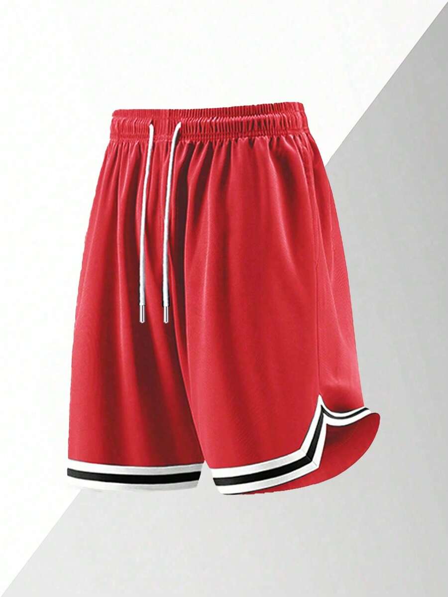 Quần short bóng rổ lưới thể thao thường ngày dành cho nam, nhanh khô, co giãn, thời trang, thích hợp cho hoạt động ngoài trời dành cho nam và nữ. - Đỏ - Xem 1