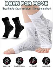 Breathable Ankle Compression Socks, Suitable For Sports, Running, Hiking, Cycling - Multicolor - View 1