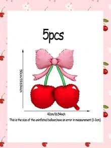 2/3/5 piezas Globos con forma de mariposa y cereza mate, adecuados para fiesta de cumpleaños, baby shower, fiesta de frutas, decoración de eventos - Multicolor - Ver 6