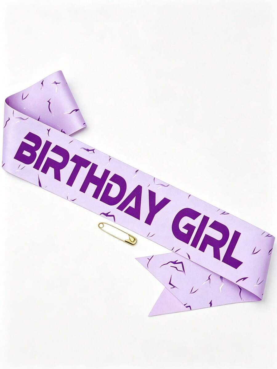 紫色 K-POP 生日女孩肩帶,K-POP 主題生日肩帶附安全針,淺紫色女性生日肩帶,生日派對裝飾,生日派對小禮品,拍照亭道具 - 多色 - 查看 1