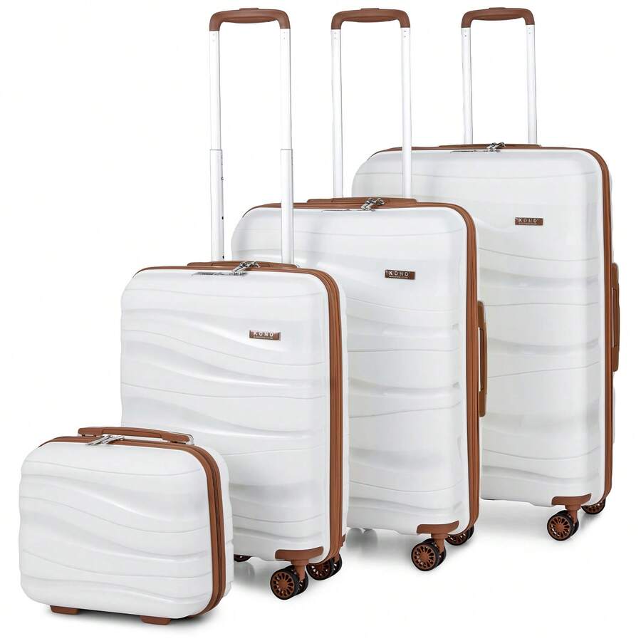 Suitcase 14 20 24 28 Inch Cabin Carry On Check In Lightweight PP Hard Shell Travel Luggage Set TSA Lock Spinner Wheels Single Holiday Business Family