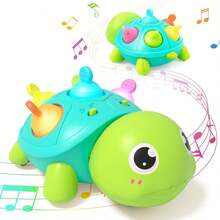 Electronic Crawling Turtle Toy, Built-In Music & Lights, Interactive Moving Sensory Plaything, Baby Early Education Toy For Fine Motor Skills Training, Perfect Birthday, Christmas, Halloween & All Holiday Gift - Multicolor - View 10