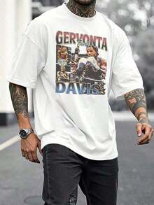 Camiseta con estampado gráfico de Gervonta Davis para hombre, camiseta de campeón de boxeo, ropa elegante para fanáticos de los deportes, camiseta urbana genial, tela de mezcla de algodón, disponible en varios tamaños, ajuste cómodo perfecto para ropa informal y eventos deportivos. - Negro - Ver 3