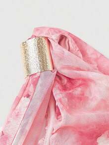 MOD Vestido de longitud media con hombro asimétrico ajustado, fruncido y decoración de hebilla metálica para mujer - Rosa 2 - Ver 3