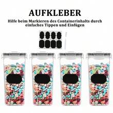 Ensemble de 4/8 récipients de conservation des aliments, boîtes de rangement hermétiques en plastique avec couvercle, boîtes à muesli, accessoires de cuisine, boîtes de conservation des épices, adaptées aux réfrigérateurs, armoires, farine, sucre, pâtes, nourriture pour animaux, céréales, usage polyvalent - Übersicht 10