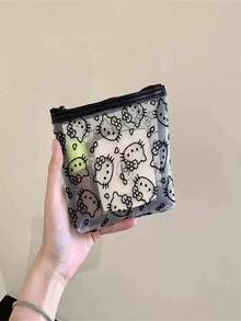 SANRIO Túi mỹ phẩm lưới Hello Kitty, túi đựng đồ trang điểm khóa kéo trong suốt dễ thương có mặt dây chuyền xương, túi đựng đồ trang điểm dung tích lớn, túi trang điểm chống ô nhiễm, túi đựng đồ vệ sinh cá nhân du lịch dễ thương cho bé gái và phụ nữ - Nhiều màu - Xem 9