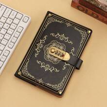 A5 Unisex Vintage Lock Diary Notebook With Password Lock, Creative Journal, Student Memo Book, Stationery Notebook School Supplies - A5 - View 12