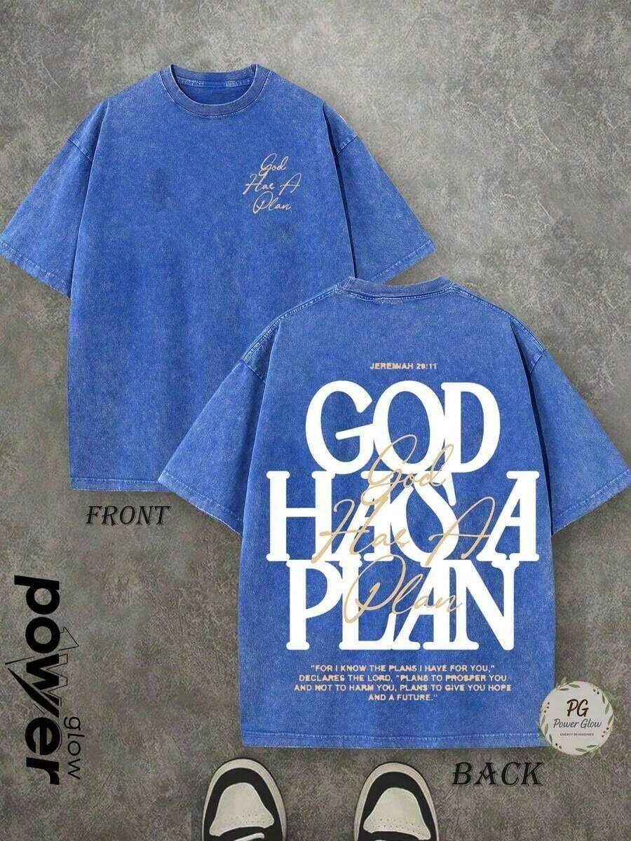 Women's Casual Printed T-Shirt, Short Sleeve, Round Neck, Local Urban Fashion Spring/Summer. Women's Blouses, Women's T-Shirts. 230g (S-XXXL) - 藍色 - 查看 1