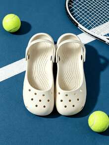 Sandalias casuales estilo Mary Jane para mujer, blancas perforadas huecas, con hebilla ajustable, EVA antideslizante, transpirables, punta cerrada, ligeras, de moda, para verano, playa, exterior y jardinería - Blanco - Ver 3