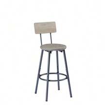 Long Bar Table With 3 Upholstered PU Bar Stools, Industrial Bar Table And Chairs For The Kitchen, Breakfast Room, Living Room, Banquet Hall, In Rustic Grey And Black - Gray - View 3