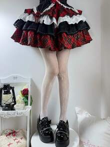 1 Pair Women's Thin Hollow Cross Patterned Tights, Cute & Goth Style, Suitable For Spring And Summer - Multicolor - View 7