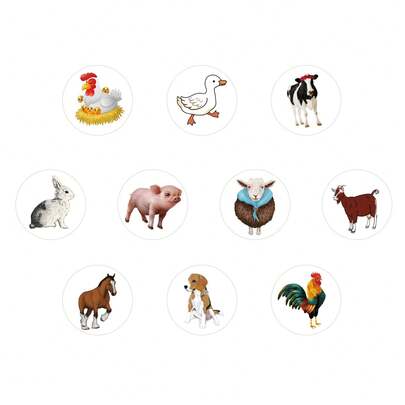 Conjunto de 500 adesivos de animais de fazenda em desenho animado, ideais para decorar artigos de papelaria, copos, malas, skates, guitarras e projetos de scrapbooking.