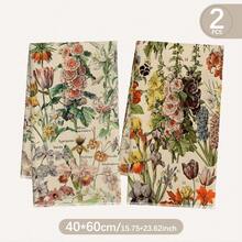 MEMNUN 2 Stücke Vintage Botanische Illustration Blumen Muster Küchentücher, 15,75*23,62 Zoll (40*60cm), weiches Mikrofasermaterial, Geschirrtücher, Handtücher, ideal für Küche & Esszimmer Dekoration, ganzjährig - Verschiedenfarbig - Übersicht 2
