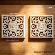 2pcs Solid Wood Carving Hollow Square Flowers, Home Decorations, Woodworking Supplies, Suitable For Cabinets, Doors And Windows, Furniture, Background Walls, Porches, Offices And Other Decorations, Holiday Decorations, DIY Decorations. - Multicolor - View 11