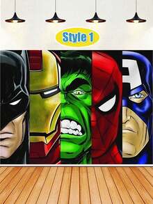 Marvel 漫威主題生日背景布，有6種不同款式可供選擇。它具有經典印花，如復仇者聯盟團體圖像和蜘蛛人。高解析度噴繪色彩鮮豔，材質光滑耐用，讓您輕鬆營造沉浸式的超級英雄派對氛圍。 - 多款 - 查看 5