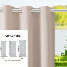 1pc Indoor/Outdoor Waterproof Curtain, Heavy-Duty Weather-Resistant Blackout Curtain With Grommet Top, Suitable For Patio, Porch, Gazebo, Garden Sunshade Privacy Screen - Apricot - View 10