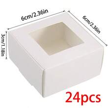 24个带透明窗口的白色纸盒（3.74x3.74x1.57英寸），礼品包装盒，适用于烘焙饼干、蛋糕、糖果、婚礼、派对、母亲节等节日礼物。 - 白色 - 查看 12