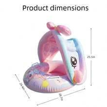 Baby Swim Ring With Sun Canopy, Children's Swim Ring, Removable Sun Canopy Toddler Swim Ring, Inflatable Swim Ring With Seat And Handle, Suitable For Bathtub, Beach, Party Toy, Suitable For Baby, Toddler, Children Summer Training - Pink - View 6