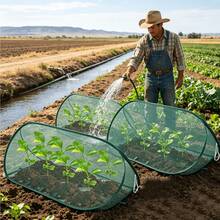 28/7pcs Pop-Up Plant, Vegetable, And Fruit Insect Protection Cover Set = (4/1 Insect-Proof Net + 24/8 Ground Pegs) Anti-Bird And Insect Barrier, Protective Cover For Flower Planting - 28 chi tiết/bộ (4 tấm lưới phủ + 24 cọc cắm đất) - Xem 2