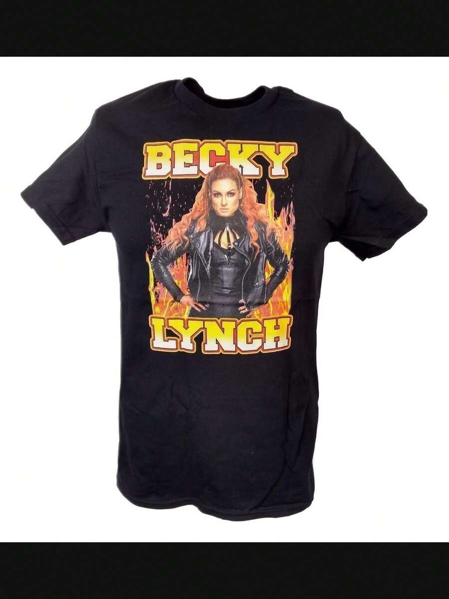 Becky Lynch Standing In Flames Black T-Shirt - Black - View 1
