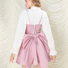 . .  MOD Vestido de tirantes finos de unicolor sencillo para uso diario de señoras - Rosa - Ver 2