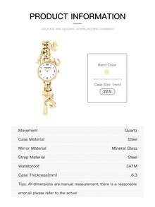 Coach IRIS Octagram Pendant Necklace Watch For Women Round Dial Quartz Watch With Star Charm - Gold and White - View 8