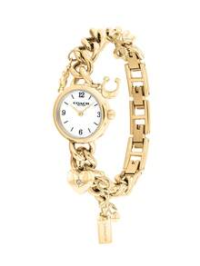 Coach IRIS Octagram Pendant Necklace Watch For Women Round Dial Quartz Watch With Star Charm - Gold and White - View 3