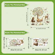 2pcs Removable PVC Watercolor Forest Animal Wall Stickers With Big Tree, Bear, Deer, Squirrel, Owl Patterns, Self-Adhesive Decor For Kids Room, Nursery - View 7