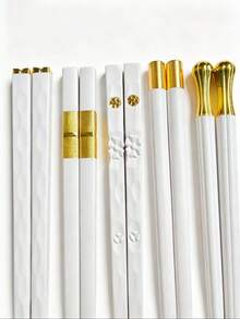 10/5/1對 9.5英吋可重複使用筷子套組，全新升級5款設計，紋理手柄防滑設計，優雅餐具適用於壽司與亞洲料理，時尚中性節日禮物，易於使用 - 查看 11