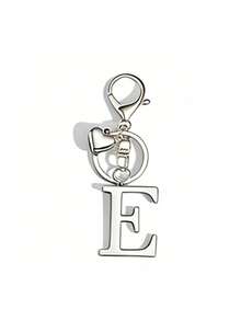 Premium Fashion Silver Metal Heart-Shaped Letter Keychain, A-Z 3D Letter Pendant, Stylish Alloy Keychain, Backpack Charm Car Keychain, Classic Minimalist Keychain For Women's Daily Use, Decorative Accessory, Perfect Gift For Friends, Family, Couples, Girlfriend, Special Occasions, Mother's Day - Multicolor - View 28
