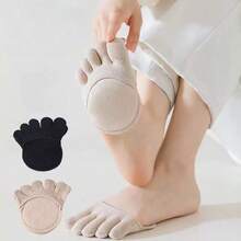 Women's Ultra-Thin Invisible Five-Toe Half-Palm Socks. Thickened Construction Delivers Extra Cushioning And Long-Lasting Durability. Breathable Below-Knee Design With Toe Grips For Non-Slip. Solid Color, Thin For Summer. Comfortable And Fitted For High Heels And Formal Shoes. Hand Wash Only. Unisex Shoe Covers, Slippers, And Sock Liners. - Multicolor - View 3