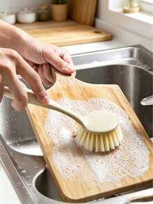 1pc/3pcs Wheat Straw Long Handle Pot Brush, Dishwashing Brush, Kitchen Cleaning Brush, Long Handle, Non-Scratch, Easy To Clean, Suitable For Household Cleaning - Off White - View 3
