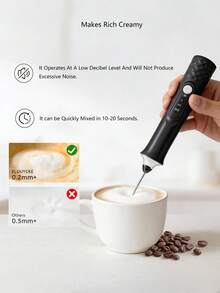 Multifunctional USB Rechargeable Handheld Milk Frother, With 2 Detachable Milk Frothing Heads, 3-Speed Electric Coffee Mixer, Detachable Stainless Steel Milk Frothing Whisk Suitable For Latte, Cappuccino, Matcha, Egg - Multicolor - View 4