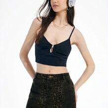 Nana's Women's Clothing Store Aveloria GENKIRA Nueva mini falda de mezclilla con estampado de leopardo desgastado, estilo sexy "mala chica" de moda europea y americana, para verano - Multicolor - Ver 5
