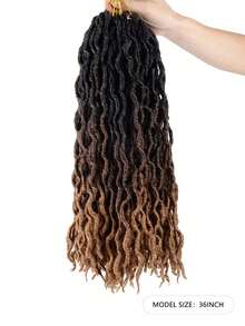 Pre-Looped Locs Crochet Hair, Ombre Faux Locs With Wavy Ends, 18 Strands/Pack Lightweight Synthetic Braiding Hair Extensions For Women, Easy Install - 彩色 - 查看 24