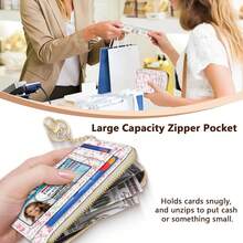 GIANCOMICS Slim Wallet Credit Card Holder Women, Cute Bow Rfid Small Card Case, Keychain Thin Pocket Curved Zipper Wallet, Travel Card Holder PU Leather ID Window, Girly Ladies Female Gifts - ColorL - 查看 3