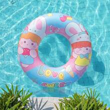 1 pieza Flotador de natación con forma de conejo rosa, adecuado para niños de 3 a 9 años, se puede usar en la piscina o como decoración para fiestas en la playa - Rosa - Ver 2