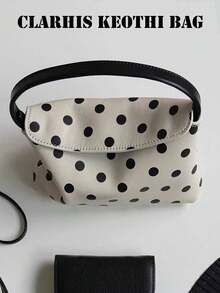 Süße weiße Polka Punkt PU Leder Handtasche, glatter & strapazierfähiger Stoff, perfekt für alle Jahreszeiten, ideal für Pendeln, Einkaufen und Freizeitaktivitäten, geeignet für Studenten & junge Berufstätige - Weiss - Übersicht 1